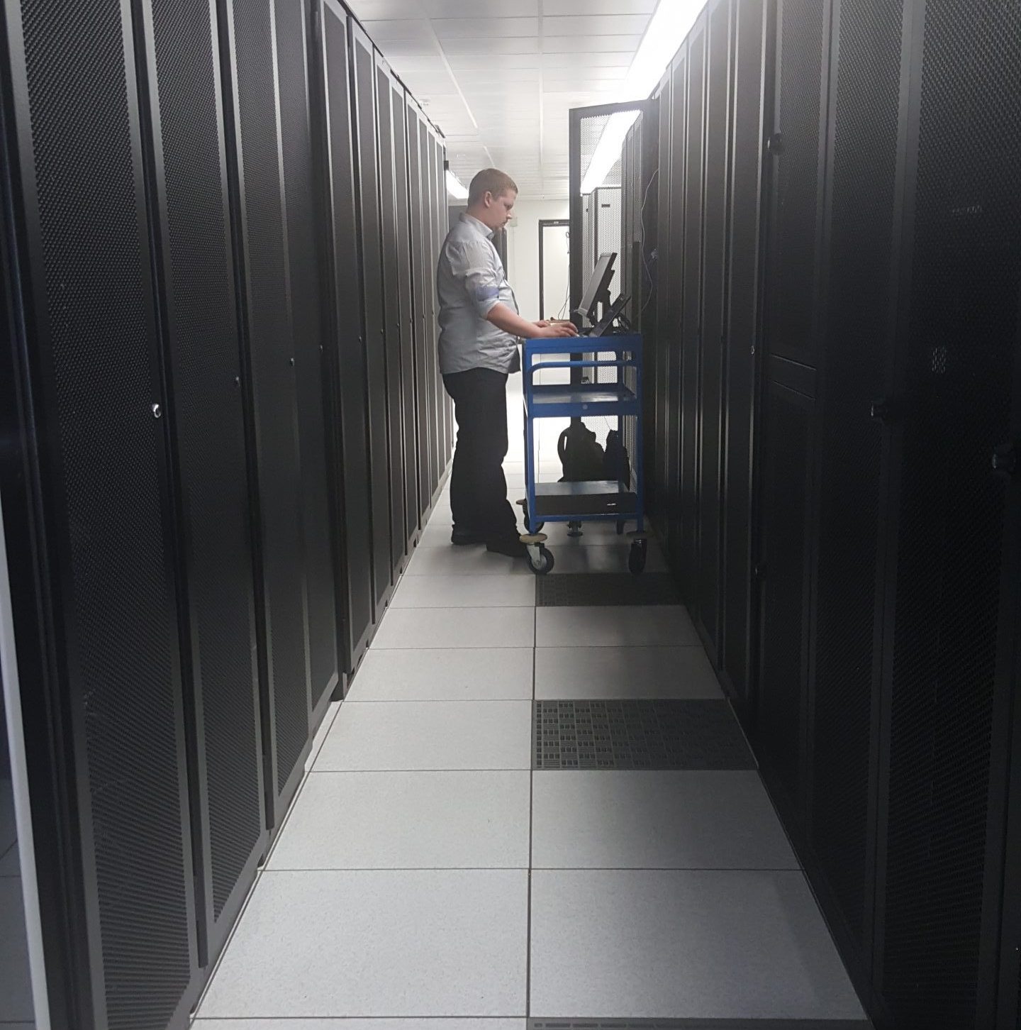 One of the R&N Data team working in the Adelaide data centre
