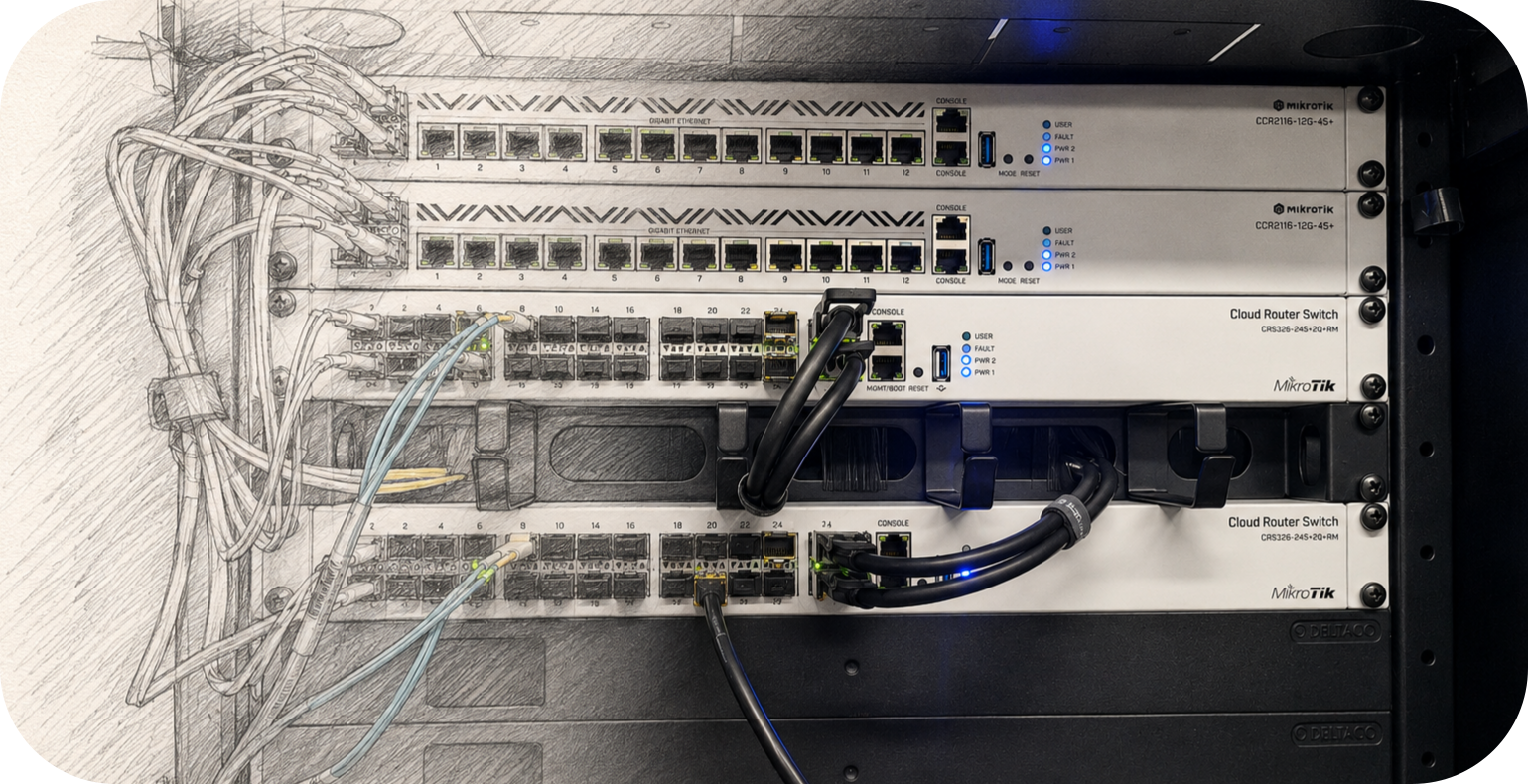 R&N Data router and switch setup in the Adelaide data centre